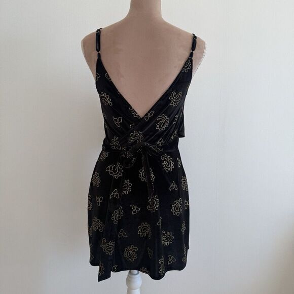 TULAROSA | Revolve Emily Wrap Mini Dress in Black and Gold | Size XS - Picture 5 of 12
